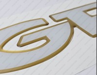 Grady White Boat Logo Gold/White Raised Domed 3D Decal 38" x 2.6" 1pcs. Grady White Boat Logo Gold/White Raised Domed 3D Decal 38" x 2.6" 1pcs.